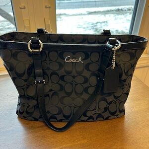 Coach Black and Gray Signature Tote